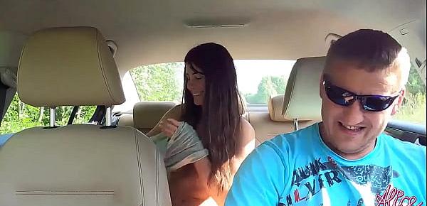  Brunette Paid Taxi Driver Blowjob and Hard Rough Sex - Cum Inside